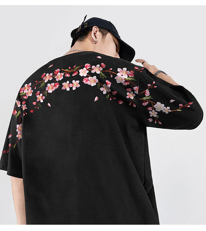 Sakura Flowers Embroidered Tee Hikari Exclusive