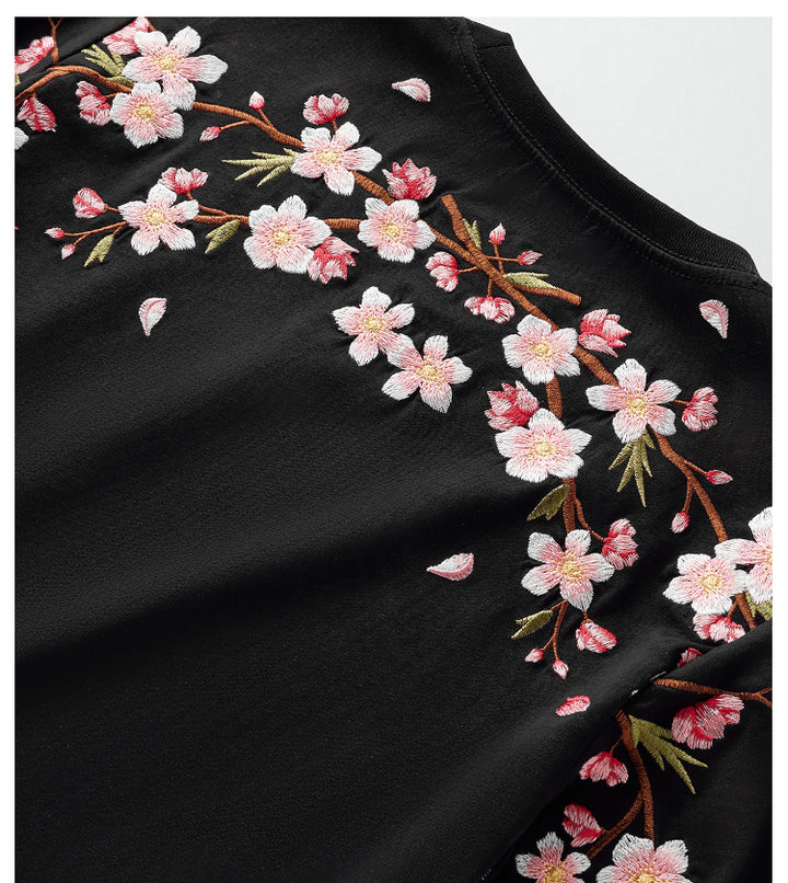 Sakura Flowers Embroidered Tee Hikari Exclusive