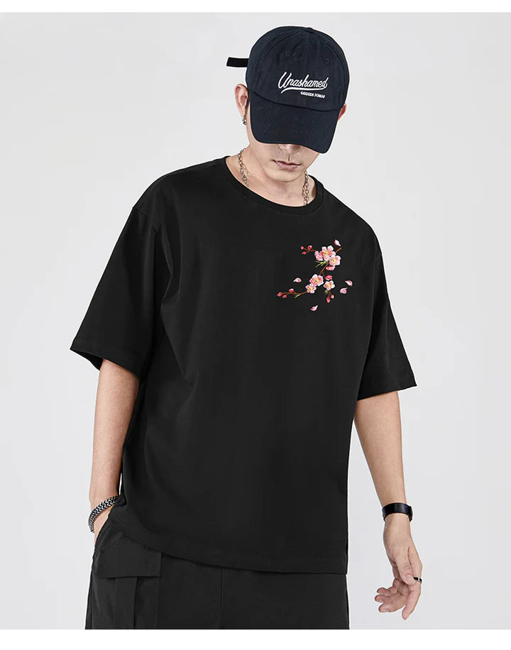 Sakura Flowers Embroidered Tee Hikari Exclusive