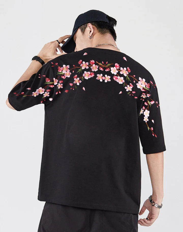 Sakura Flowers Embroidered Tee Hikari Exclusive