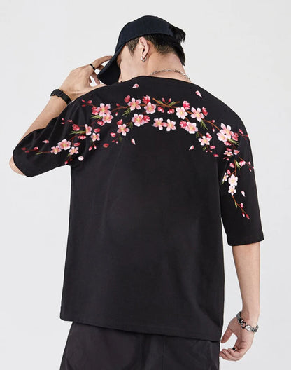 Sakura Flowers Embroidered Tee Hikari Exclusive